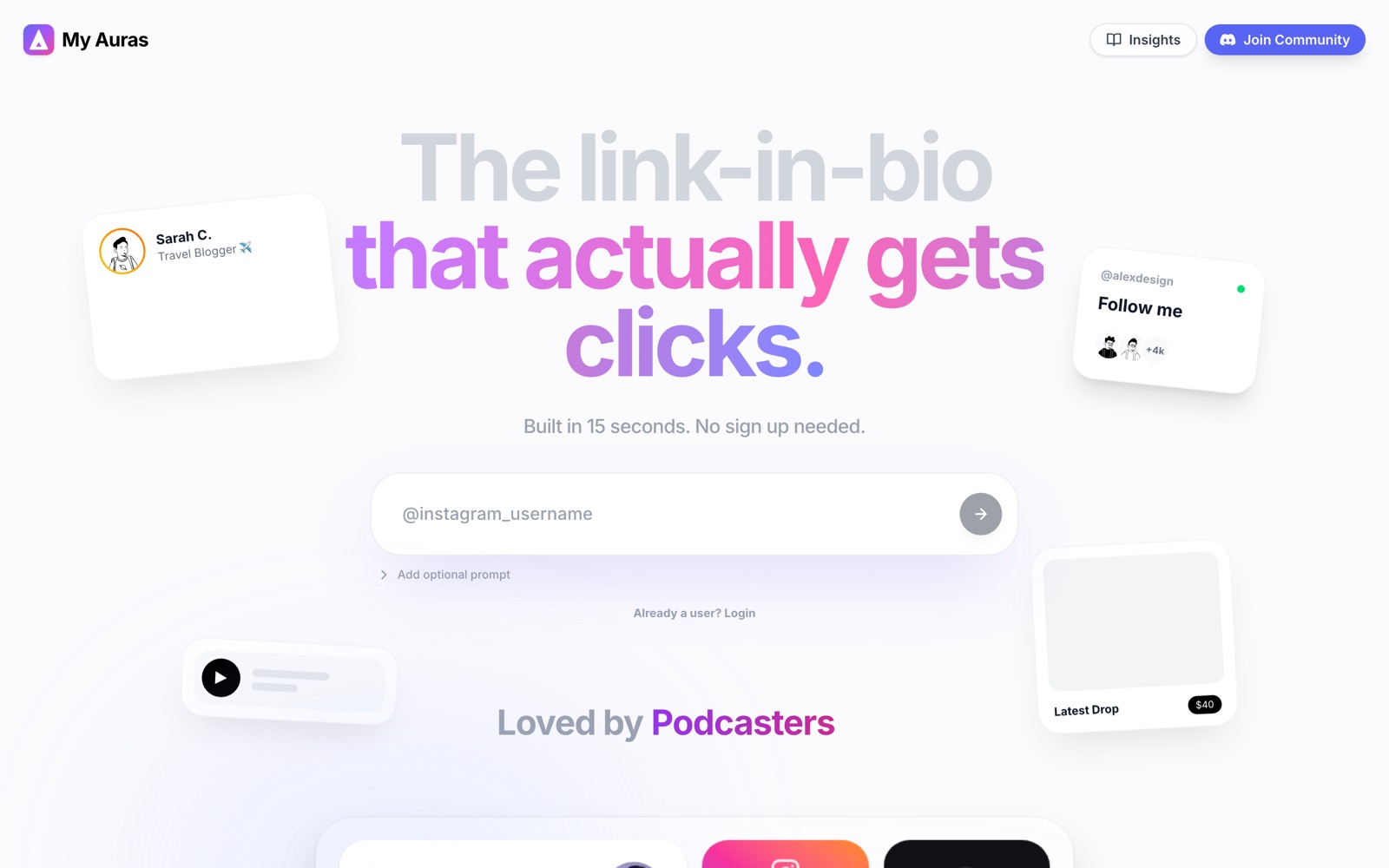 Aura landing page